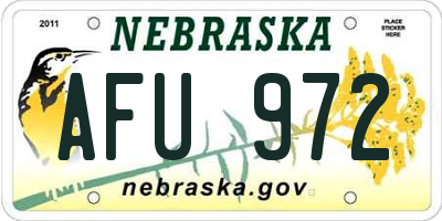 NE license plate AFU972