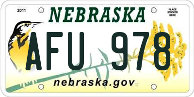 NE license plate AFU978