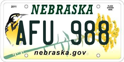 NE license plate AFU988