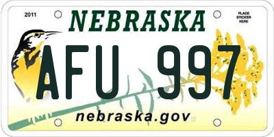 NE license plate AFU997