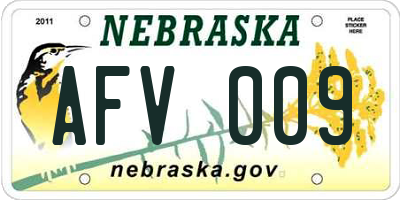 NE license plate AFV009
