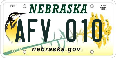 NE license plate AFV010