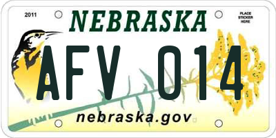 NE license plate AFV014
