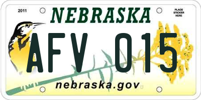 NE license plate AFV015