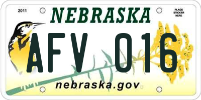 NE license plate AFV016