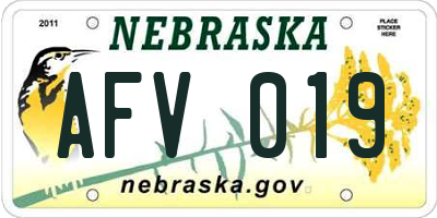 NE license plate AFV019