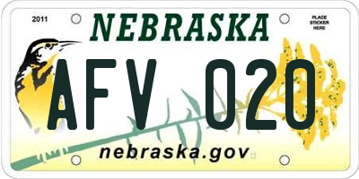 NE license plate AFV020