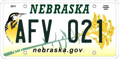 NE license plate AFV021