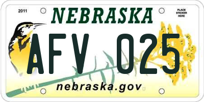 NE license plate AFV025