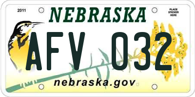 NE license plate AFV032