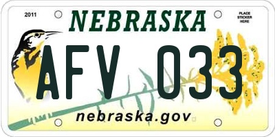 NE license plate AFV033
