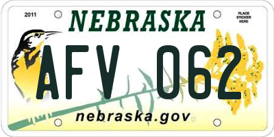 NE license plate AFV062
