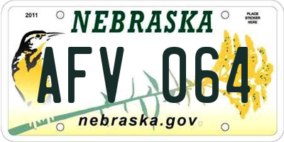 NE license plate AFV064
