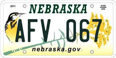 NE license plate AFV067
