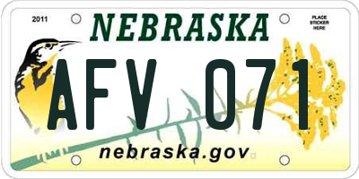 NE license plate AFV071