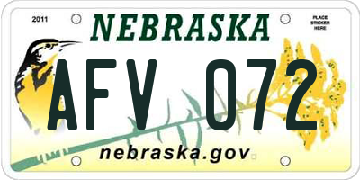 NE license plate AFV072