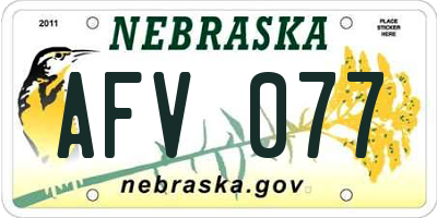 NE license plate AFV077