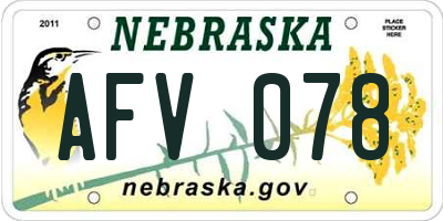 NE license plate AFV078