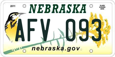 NE license plate AFV093
