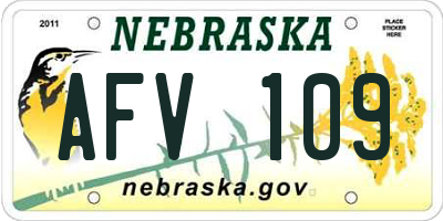 NE license plate AFV109