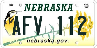 NE license plate AFV112