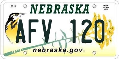 NE license plate AFV120