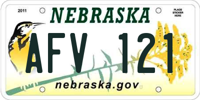 NE license plate AFV121