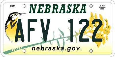 NE license plate AFV122