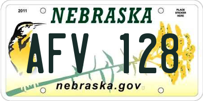 NE license plate AFV128