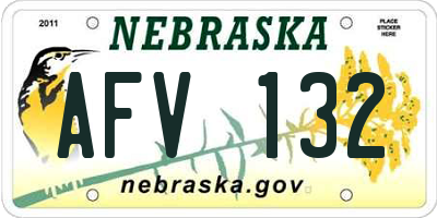 NE license plate AFV132