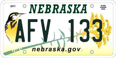 NE license plate AFV133