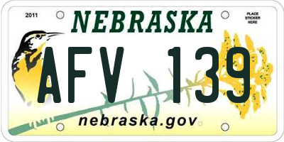 NE license plate AFV139