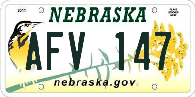 NE license plate AFV147