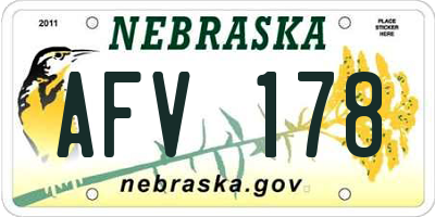 NE license plate AFV178