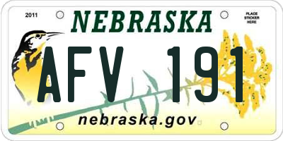 NE license plate AFV191