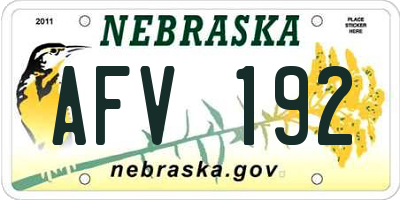 NE license plate AFV192