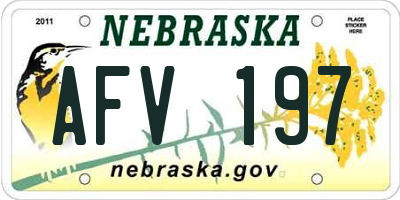 NE license plate AFV197