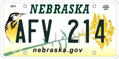 NE license plate AFV214