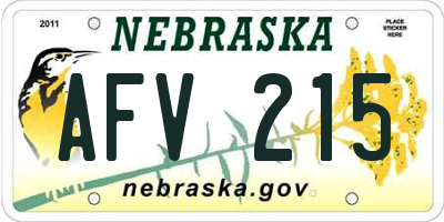 NE license plate AFV215