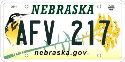NE license plate AFV217