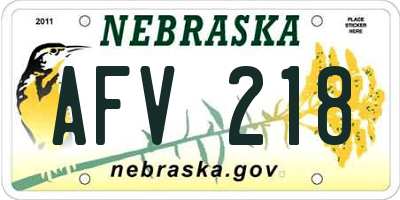 NE license plate AFV218