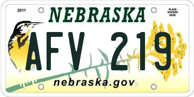 NE license plate AFV219