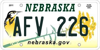 NE license plate AFV226