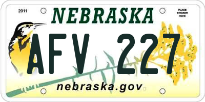 NE license plate AFV227