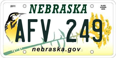 NE license plate AFV249