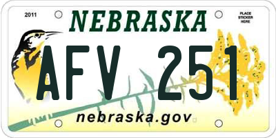 NE license plate AFV251
