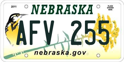 NE license plate AFV255