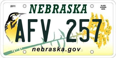 NE license plate AFV257