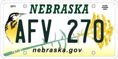 NE license plate AFV270