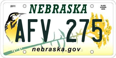 NE license plate AFV275